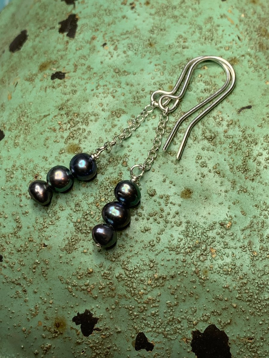 Fabulous Freshwater Pearl and sterling silver earrings FREE UK POSTAGE