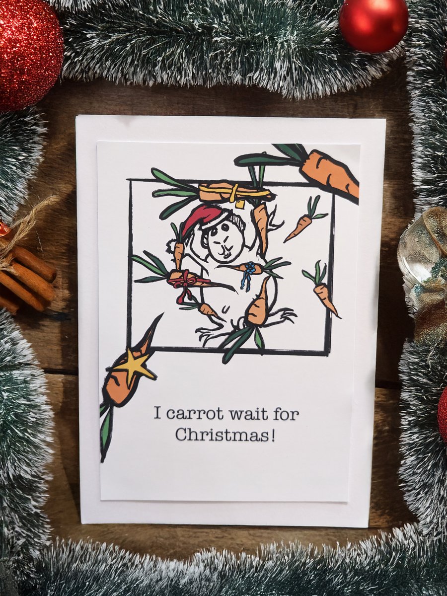 I carrot wait for Christmas! Guinea pig blank card 7x5 
