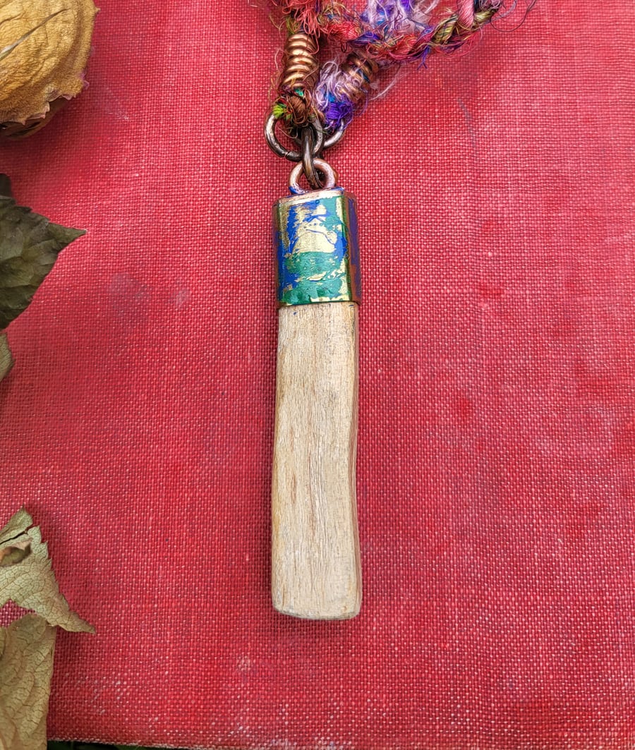 Palo Santo and copper pendant wood pendant wood anniversary gift copper gifts
