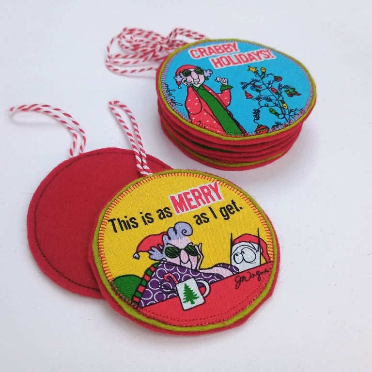 Christmas Decoration cartoon woman with humorous phrases - hanging ornament