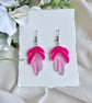 Pink Acrylic Leaf Earrings - Layered Translucent Ombre Dangles - Image 3