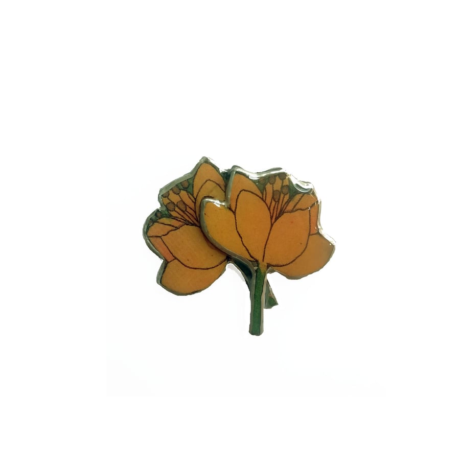 Lovely layered Yellow Poppy Resin Flower Brooch by EllyMental
