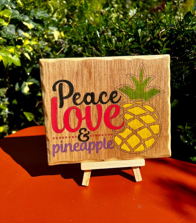 Peace love pineapple wooden sign