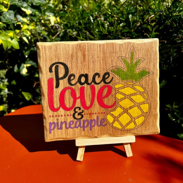 Peace love pineapple wooden sign