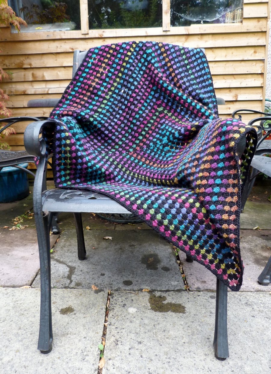 Large Crochet Granny Square Baby Cot Blanket or Lap Blanket