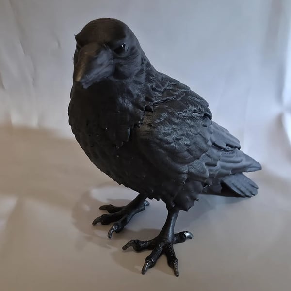 Raven Figurine Black PLA Bird Statue Resin Eyes Shelf Ornament 10cm
