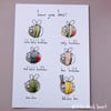 bee guide - original illustration (A6)