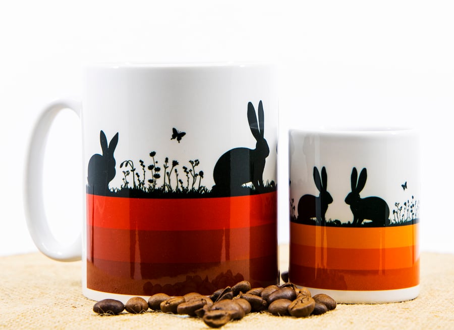 Hares and Rabbits Coffee Mug for Nature and Countryside Lovers