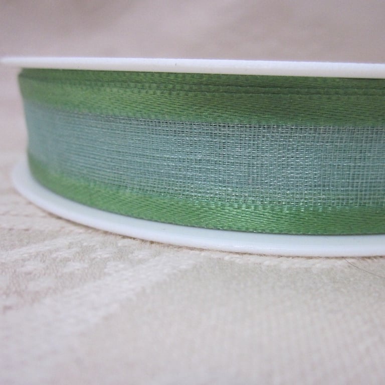 25m Spool Sheer Leaf Green 15mm Ribbon