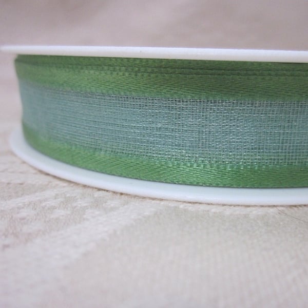 25m Spool Sheer Leaf Green 15mm Ribbon