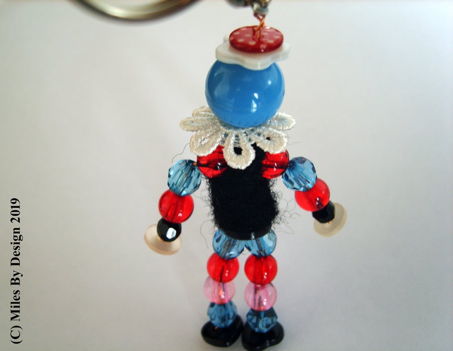 Button & Bead Harlequin Inspired Handbag Charm or Key-ring  