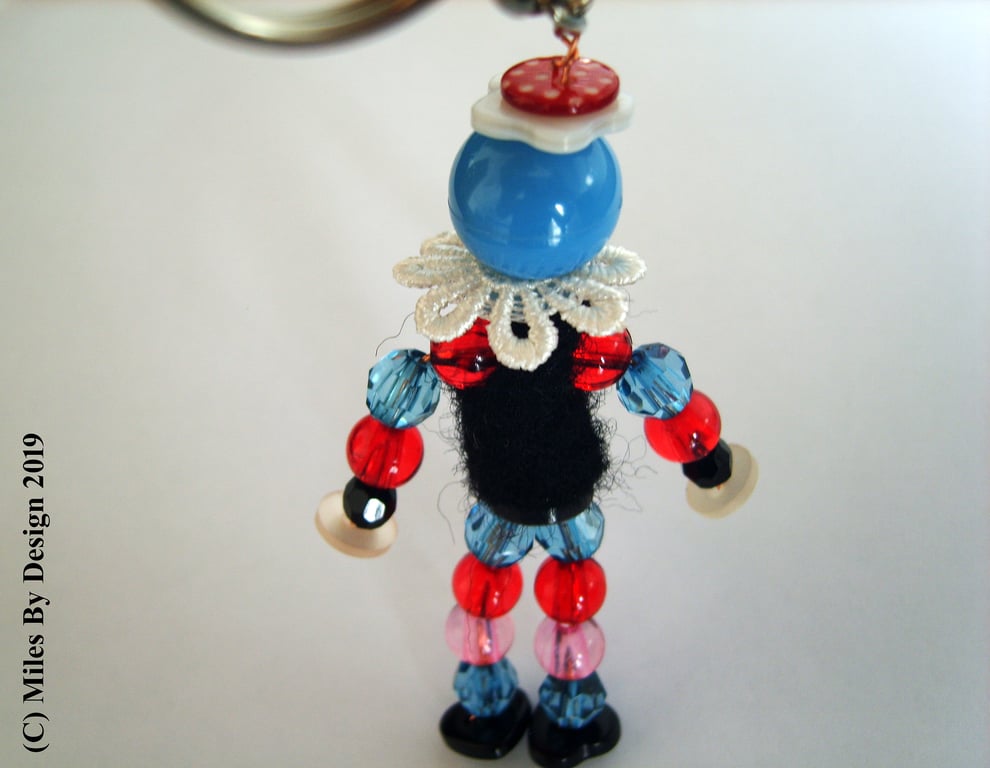 Button & Bead Harlequin Inspired Handbag Charm or Key-ring  