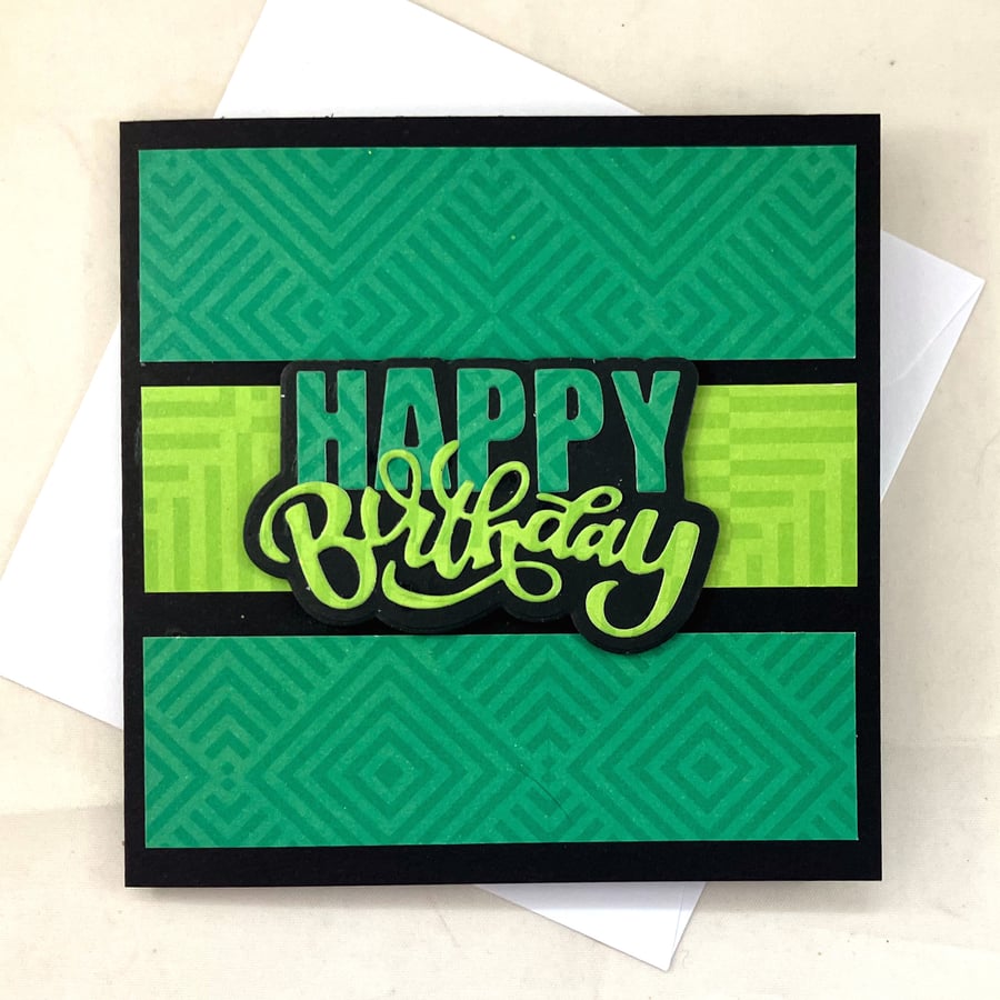 Square green Happy Birthday card
