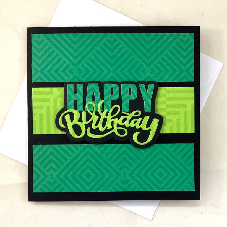 Square green Happy Birthday card