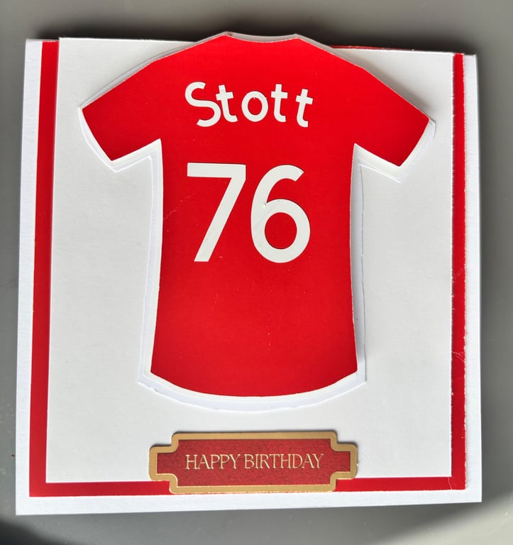 Personalised football shirt card 