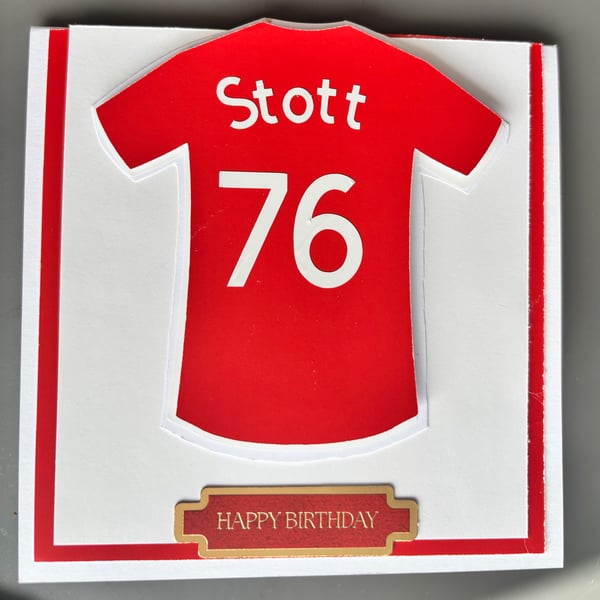 Personalised football shirt card 