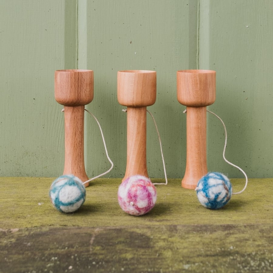 Traditional Wooden Ball and Cup Game