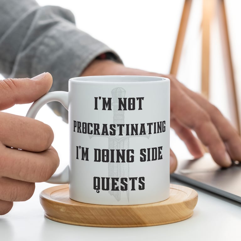 Procrastinating Mug - Half Sword: Funny Mug - Side Quests - Gamer Humour Gift