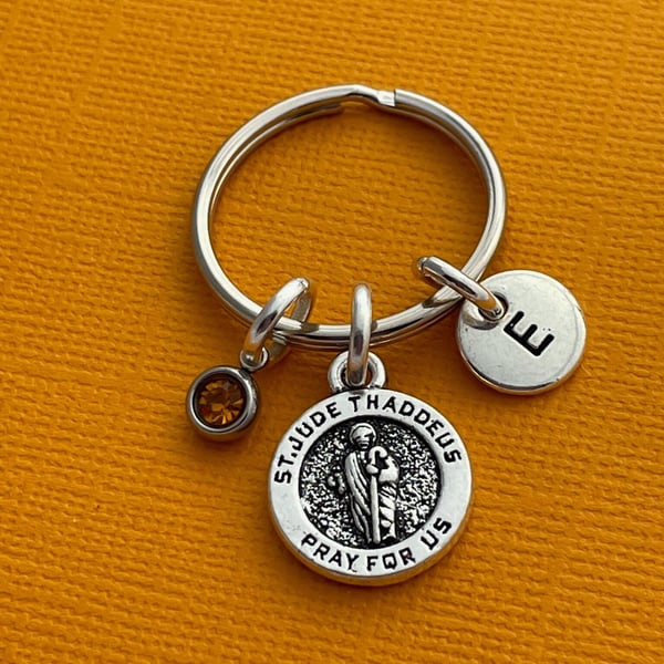 Saint Jude Religious Medal Charm Keyring