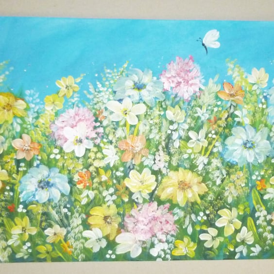 original art acrylic floral flower painting ( ref FA 400 H1 )
