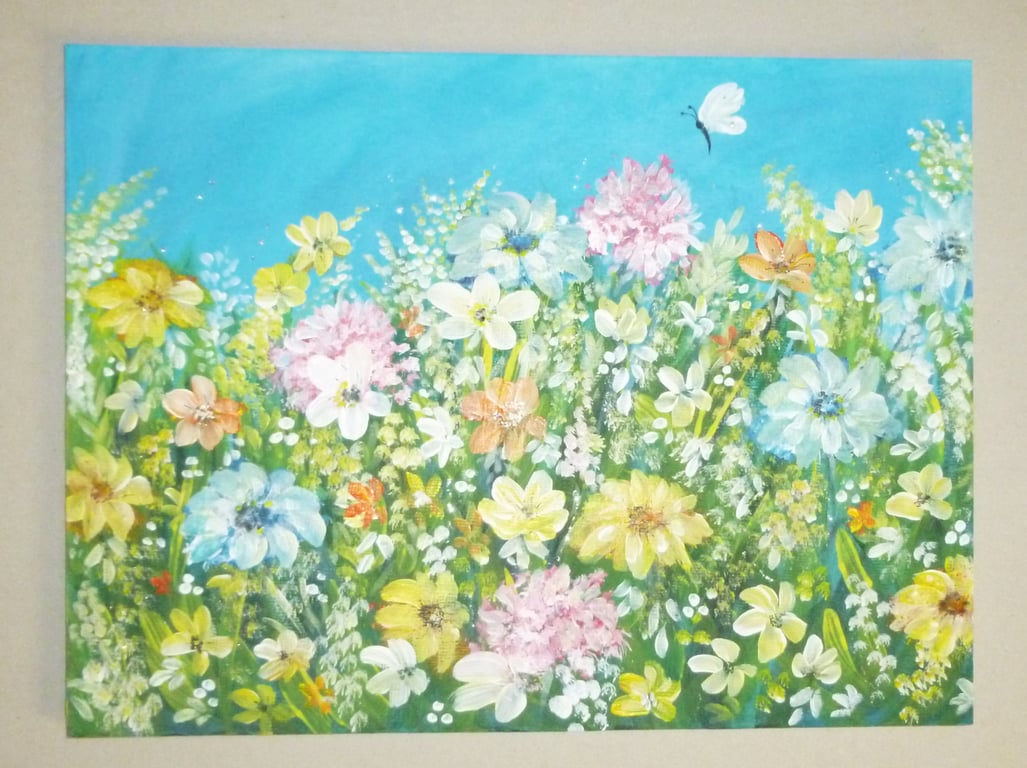original art acrylic floral flower painting ( ref FA 400 H1 )