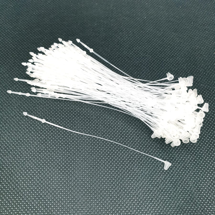 100 Pcs 90mm Clear Plastic Ties String for Garment Clothes Price Tags Labels 