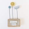 Clay Sunshine Garden in a Painted Wood Block 'Sunny Day'