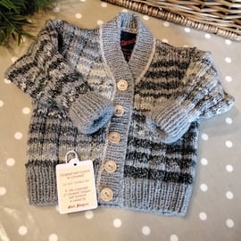 Luxery Baby Boys Designer Hand knitted Cardigan with wool & Cotton 3-9 months