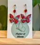 Glitter Butterfly Earrings with Ref Gemstone  Handmade Nature-Inspired