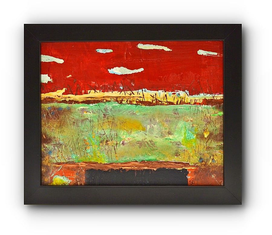 Deep Framed Painting, Sunset at the Beach