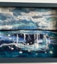 Needle felting whale tail seascape 11x9" 