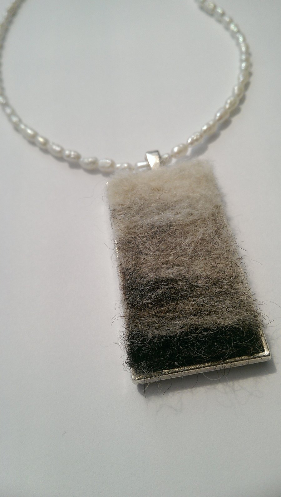  Needle Felted Pendant Freshwater Pearl Necklace