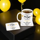 Personalised Mug & Coaster - Vintage Birthday Design