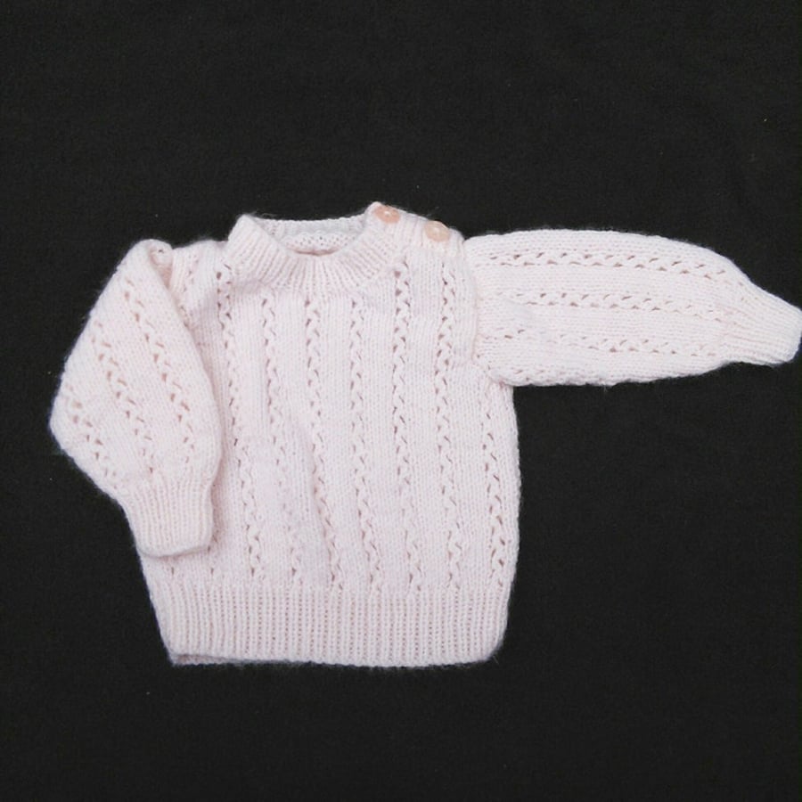 Hand knitted pale pink jumper sweater to fit 20 inch chest Seconds Sunday
