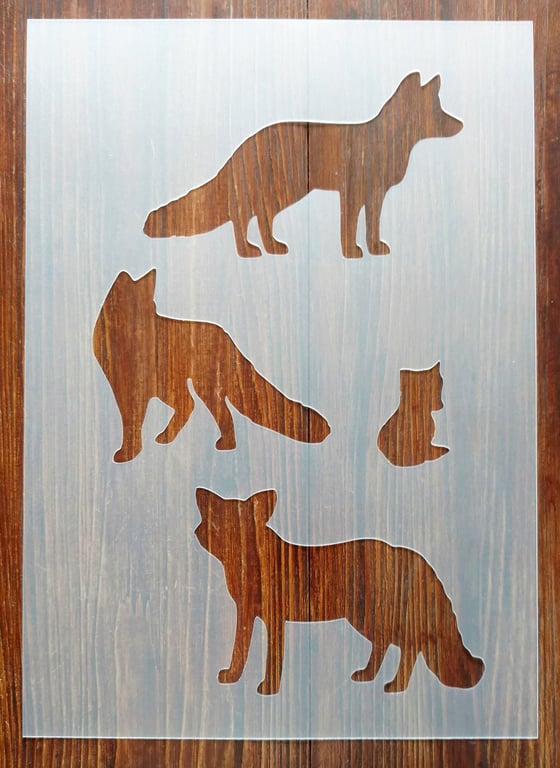 Foxes Stencil Mask Reusable PP Sheet for Arts & Crafts