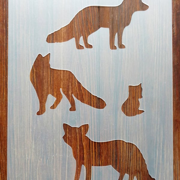 Foxes Stencil Mask Reusable PP Sheet for Arts & Crafts