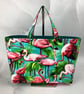 Flamingos tote bag, Tropical shopper, handmade in Sussex - Image 9