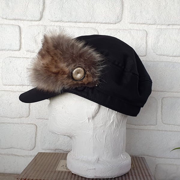 Black hat with faux fur-party hat-christmas accessories