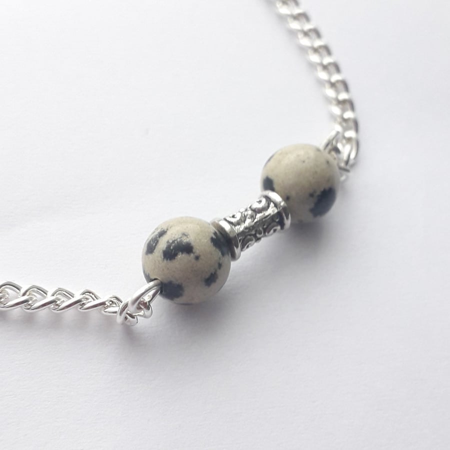 Dalmatian Bead Chain Bracelet 