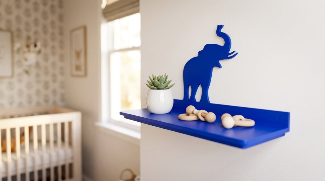Elephant Wall Shelf – Nursery & Kids Room Decor
