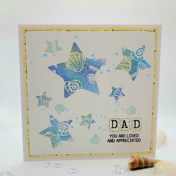 Dad Greeting Card - embossed stars -  Cards Birthday and Father's Day 