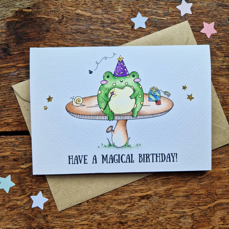 Frog Birthday Card, Friend Birthday Card, Magical Birthday Wishes, Frog Lover