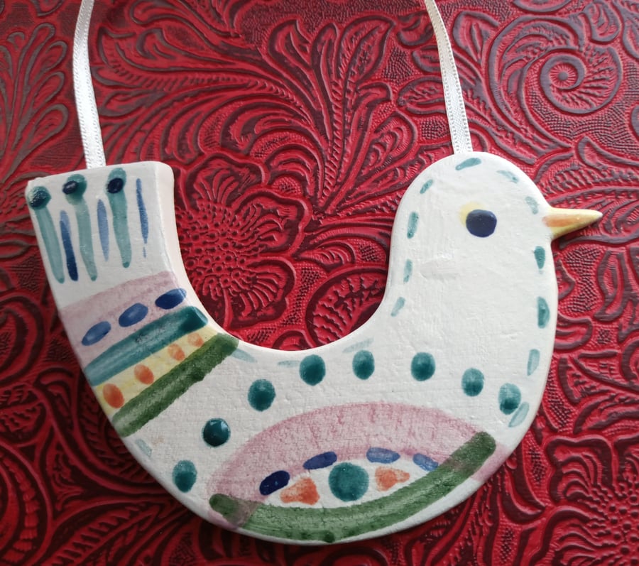 Ceramic folksy bird