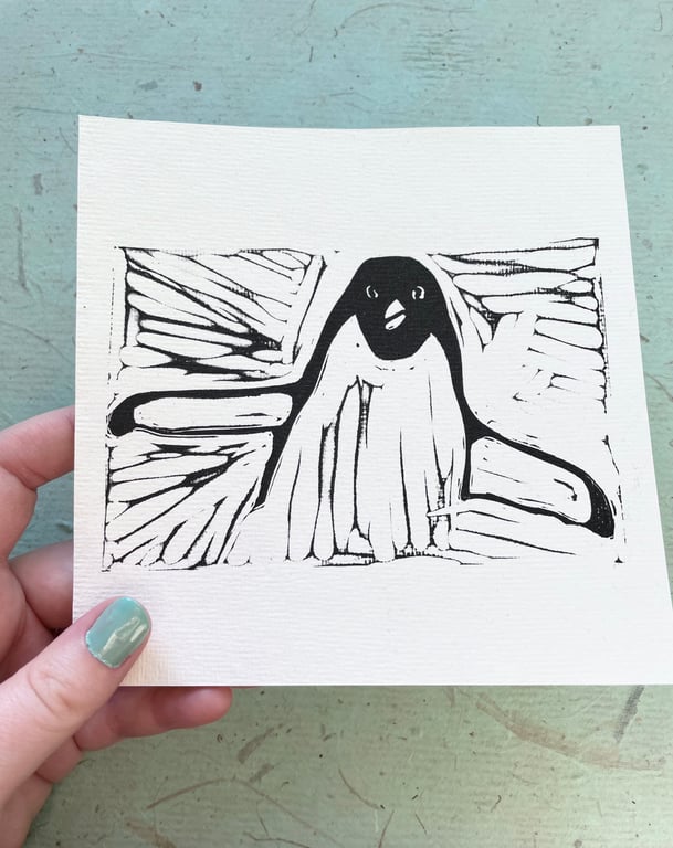 Little Penguin Lino Print