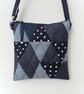 Blue Handbag, Shoulder Bag, Patchwork, Quilted, Recycled Denim - Image 1