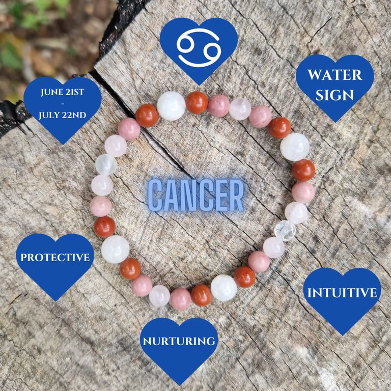 Cancer Zodiac Star Sign Gemstone Bracelet 
