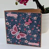 Wooden butterflies Birthday handmade card for her, 3D butterfly embellishments