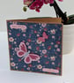 Wooden butterflies Birthday handmade card for her, 3D butterfly embellishments