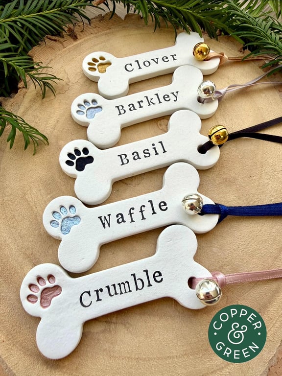 Personalised Dog Bone Christmas Decoration - Handmade Gift for Dog 