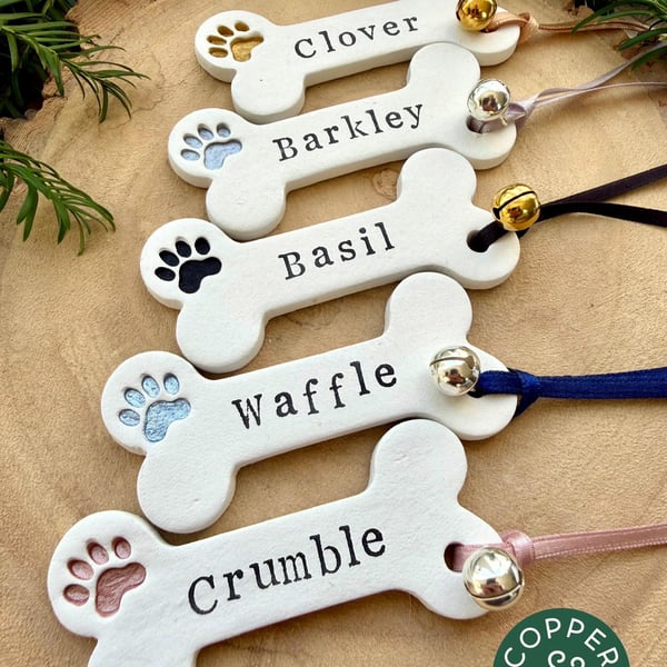 Personalised Dog Bone Christmas Decoration - Handmade Gift for Dog 